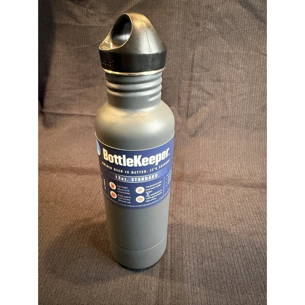 Open Box BOTTLE KEEPER 12 oz. Insulated Beer Bottle Drink Holder Standard Steel